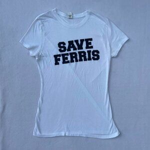 Save Ferris White Crewneck Women’s Fitted Crew Neck Short Sleeve Shirt Size XS